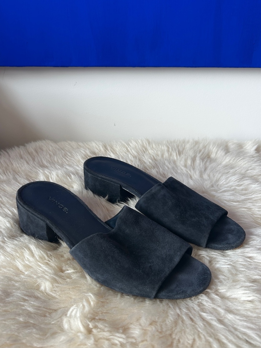 Vince Rachelle 2 Suede Block-Heel Slide Sandal